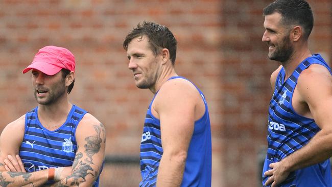 New Kangaroos Caleb Daniel (left), Luke Parker (centre) and Jack Darling have given important ‘affirmation’ that the club’s pre-season program is on track, says Nick Larkey. Picture: Quinn Rooney / Getty Images