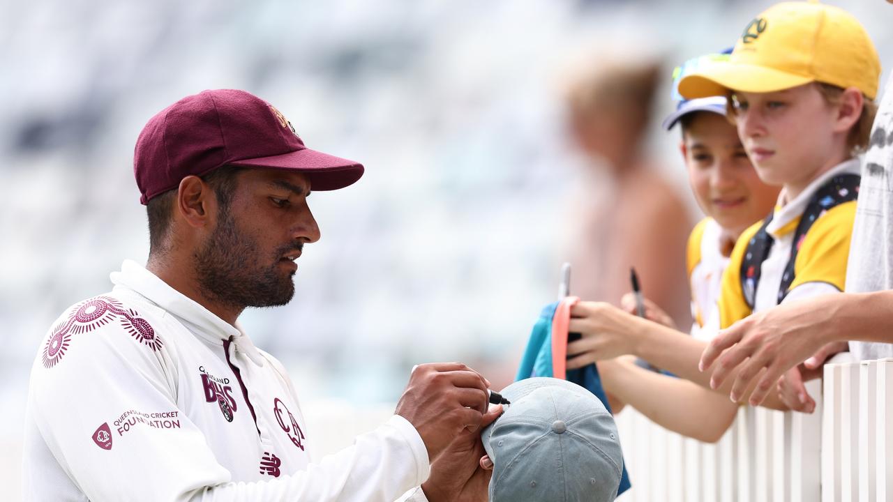 Gurinder Sandhu as a Queensland bowler earlier in the year - he took seven wickets for South Brisbane on Saturday. (Photo by Paul Kane/Getty Images)