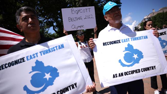 Activists protested outside the White House at the start of this month to highlight the plight of the Uighur people in Xinjiang. Picture: AFP