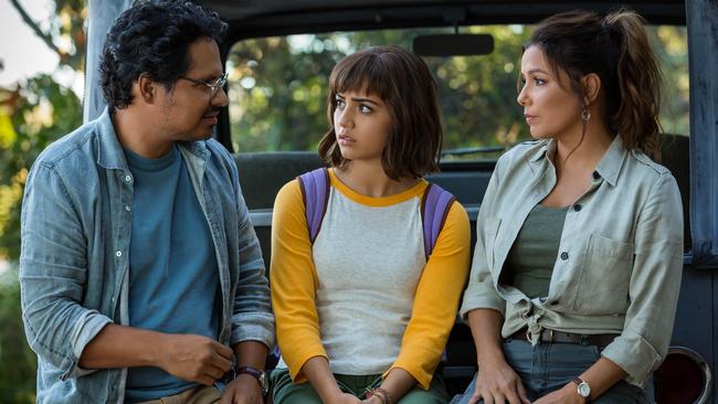 Michael Pena, Isabela Moner and Eva Longoria.