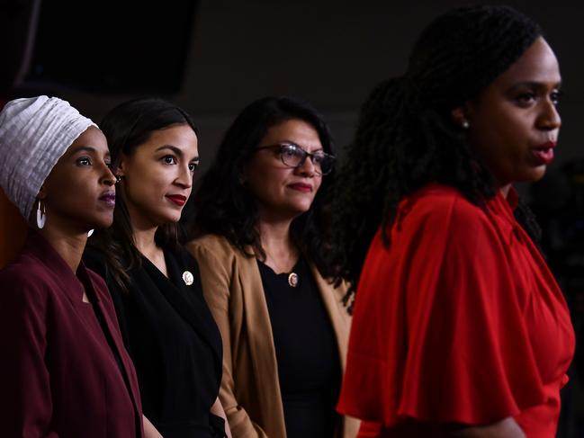 Members of ‘The Squad’, from left, Ilhan Abdullahi Omar, Ocasio-Cortez, Rashida Tlaib and Ayanna Pressley. Picture: AFP