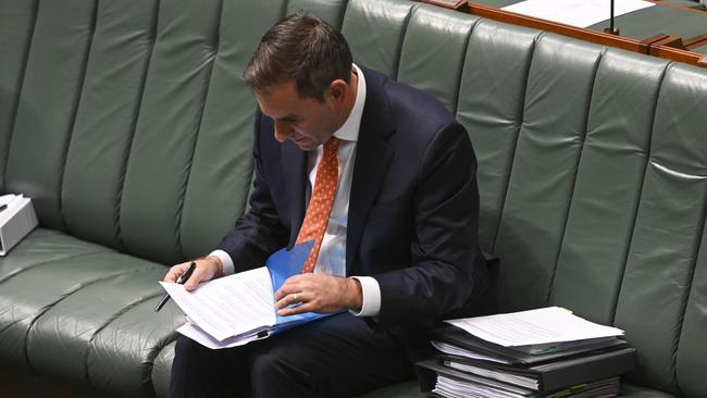 Treasurer Jim Chalmers during Question time at Parliament House on Wednesday. Picture: Martin Ollman