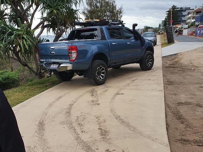 A vehicle blocks pedestrian access to the Palm Beach walkway. Picture: supplied