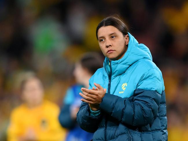 The Matildas face a nervous wait on Sam Kerr’s fitness. Picture: Justin Setterfield/Getty Images.