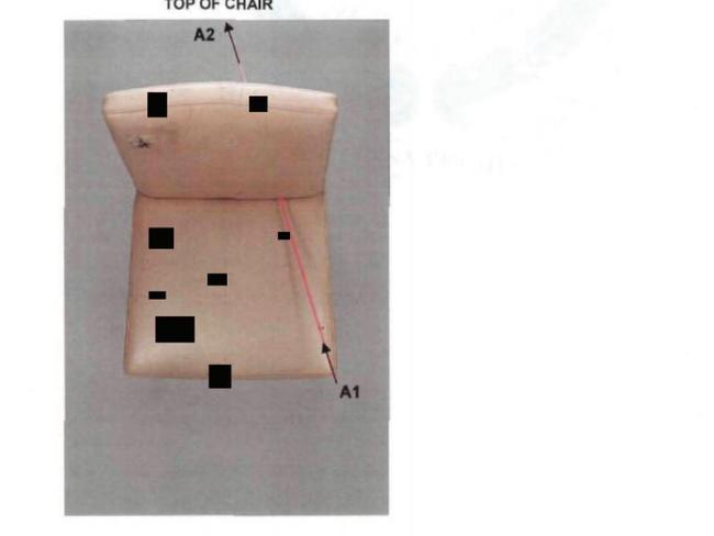 How bullet fragments damaged a Lindt cafe chair. Picture: NSW Police