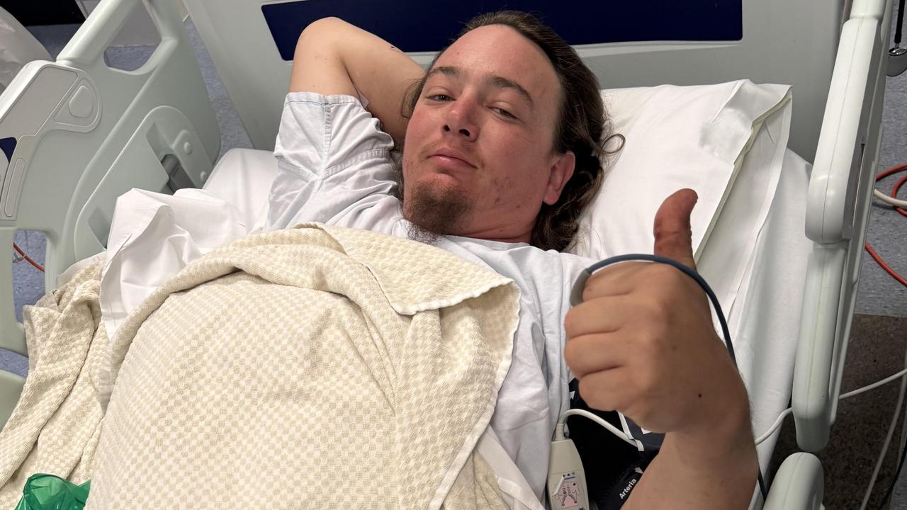 Anthony Davidson in hospital after being stabbed four times on Saturday. Picture: supplied