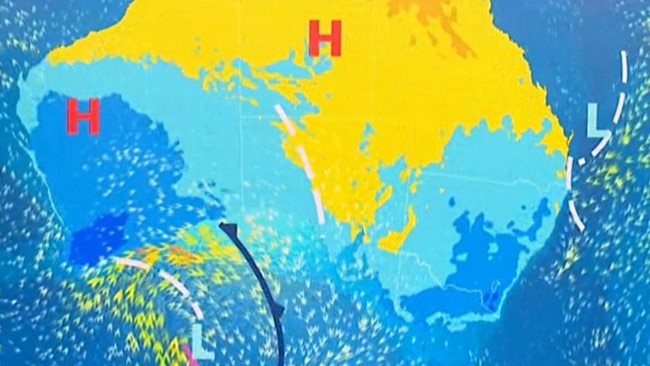 The south east is expected to be lashed with heavy rain and severe winds following a temporary reprieve of warm weather. Picture: Sky News Weather.