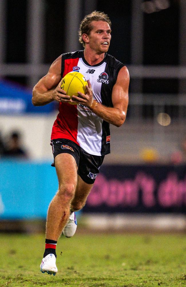 Jed Anderson playing for Southern Districts in the 2024-25 NTFL semi-final against the Nightcliff Tigers. Picture: Patch Clapp / AFLNT Media