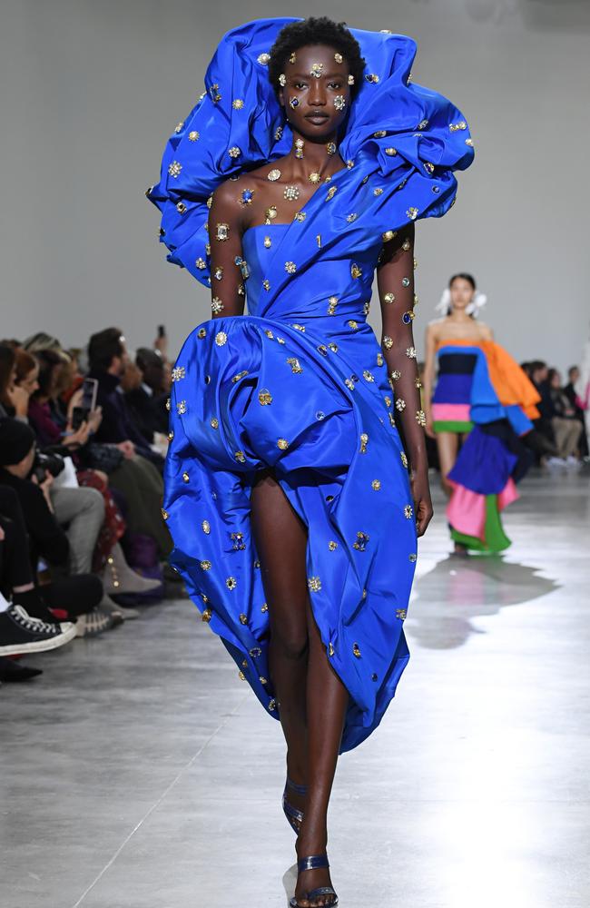 Earlier this year, Agi Akur modelled for Schiaparelli at Paris couture fashion week. Picture: Getty Images