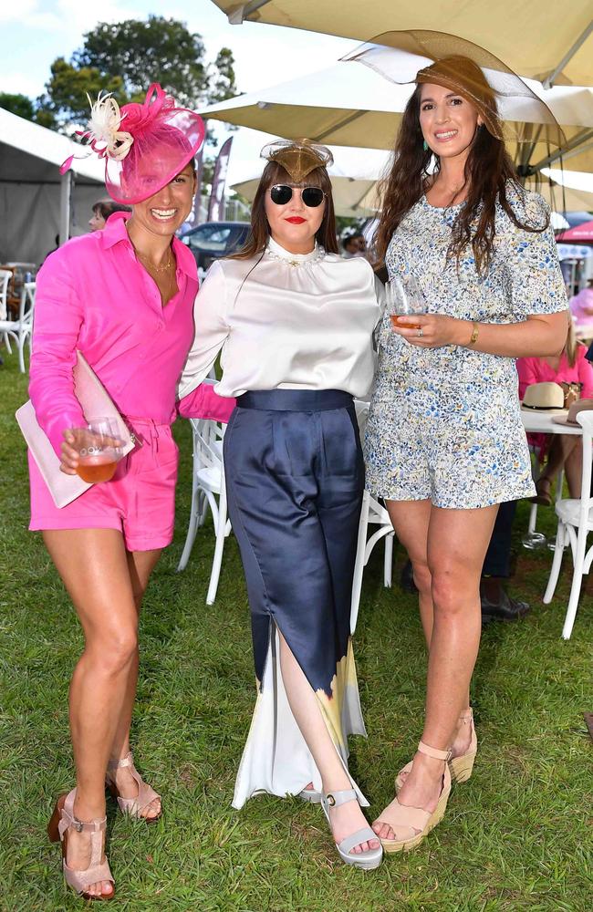 Liz Boyd, Brianna Morez and Cassandra Pennisi at the Polo &amp; Provedores, Noosa. Picture Patrick Woods.