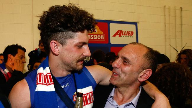 Tony Liberatore (right) and his son after the 2016 Grand Final. Picture: Getty