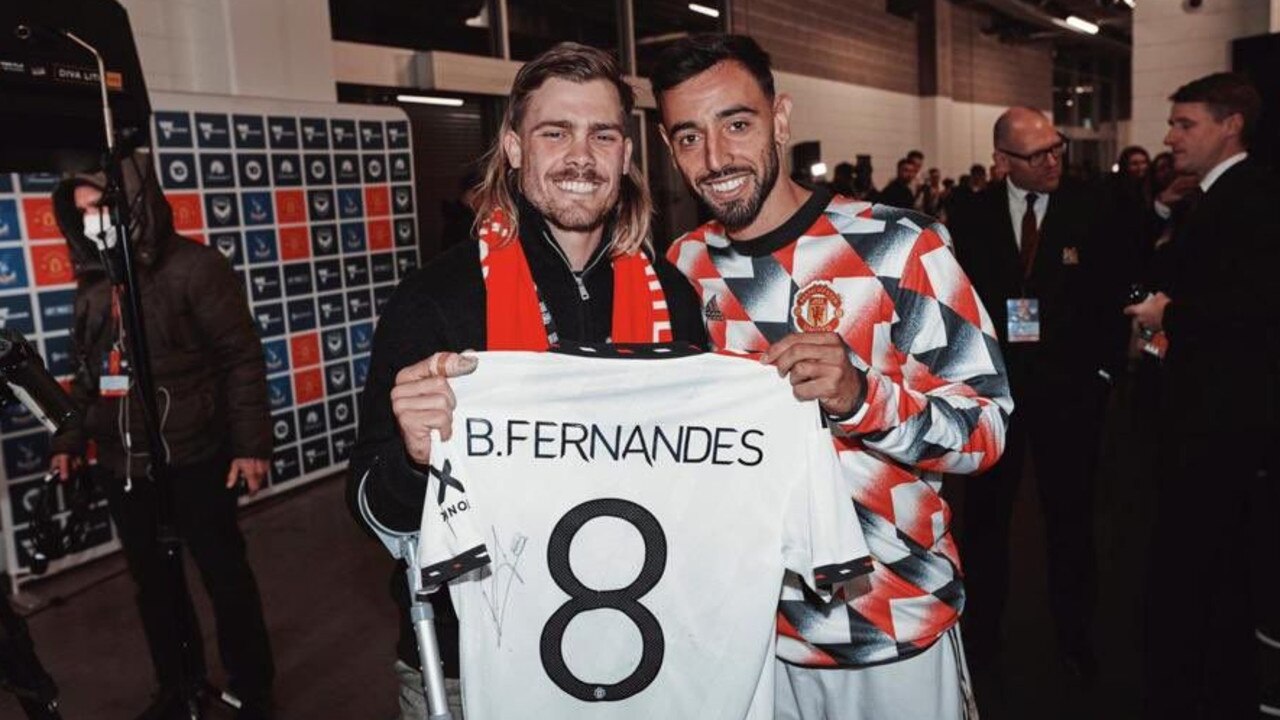 Ryan Papenhuyzen and Manchester United star Bruno Fernandes.