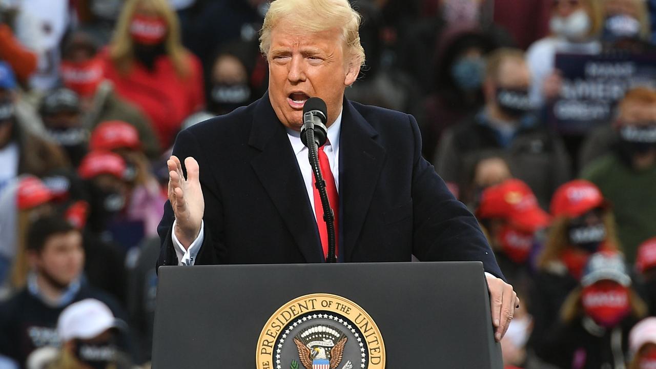 Donald Trump at one of his many boisterous political rallies. Picture: Mandel Ngan/AFP