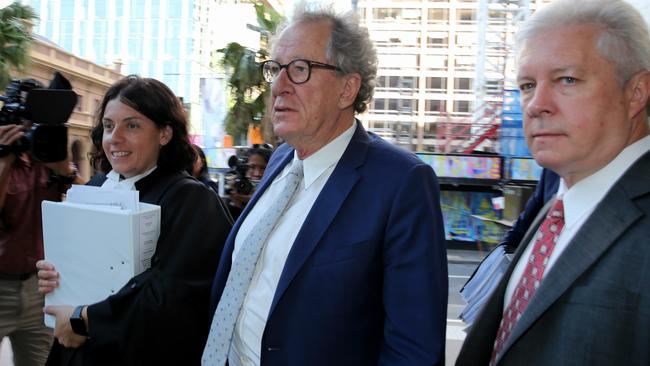 Actor Geoffrey Rush arrives at The Federal Court today. Picture: John Grainger