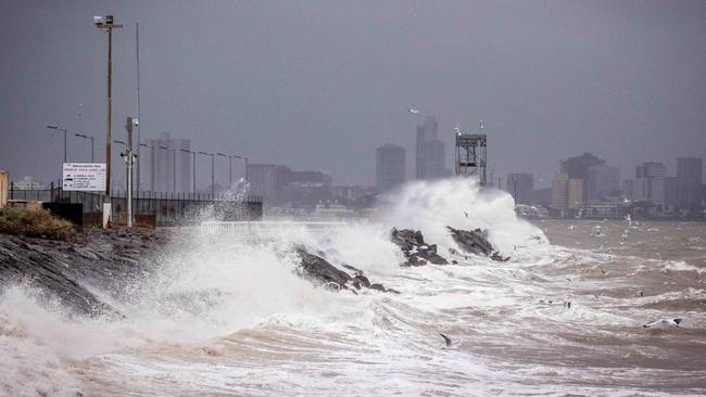 Wild weather in Williamstown on Thursday. Picture: Jake Nowakowski