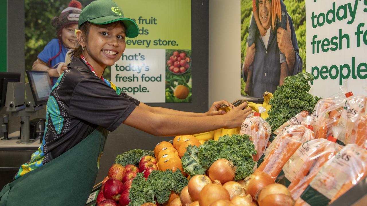 The first Northern Territory school to join the future pathways program, Henbury School’s “Mini Woolies” opened in Darwin on March 19. Picture: Dallas Kilponen/Woolworths/supplied