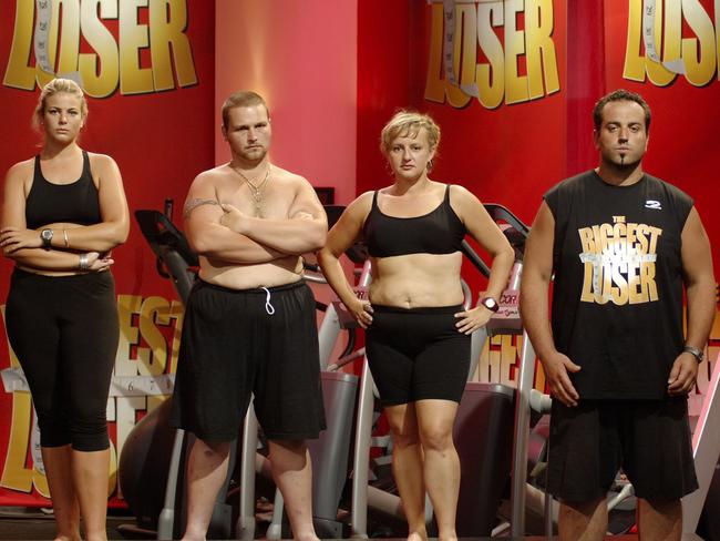 Stunning transformation ... Falkiner with Adro Sarnelli, Kristie Dignam and Harry Kantzidis on The Biggest Loser in 2006.