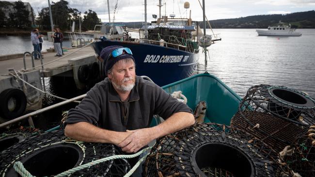 ‘This could ruin businesses’ … Tasmanian Rock Lobster Fishermen’s Association president Clive Perryman at Margate. Picture: Peter Mathew