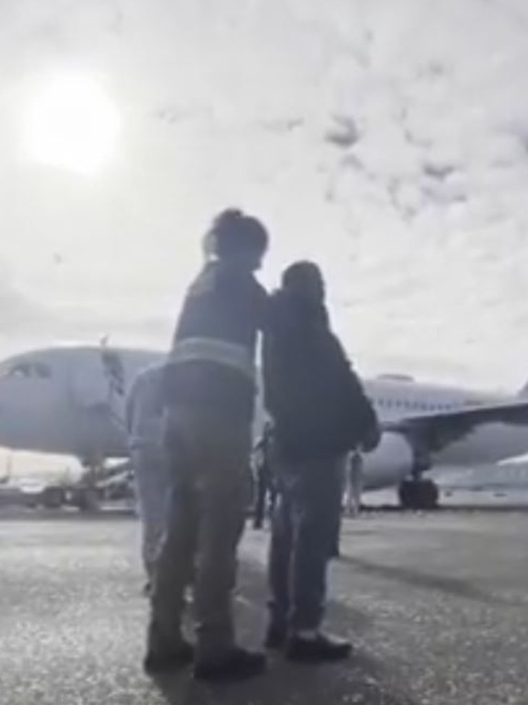 The White House released the video of a deportation flight on Wednesday. Picture: X