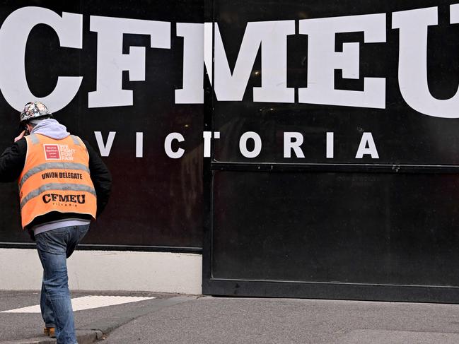 The Chamber has released plan to clean up the industry following allegations the CFMEU has been using coercion, kickbacks and criminal influences to take over taxpayer-funded sites. Picture: AFP