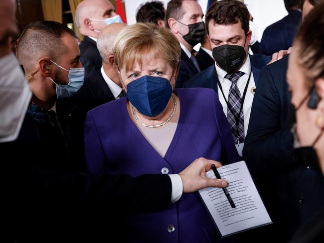 German Chancellor Angela Merkel has used her weekly podcast to urge more Germans to get vaccinated as cases rise. Picture: AFP