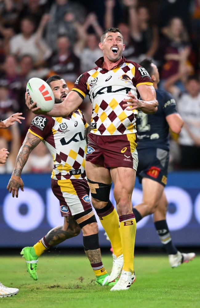 Corey Oates scored his first try in 18 months on Good Friday. Picture: NRL Photos