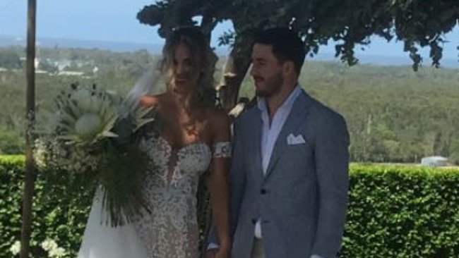 A host of NRL stars gathered to celebrate Ben Hunt's wedding to Bridget Hagan.