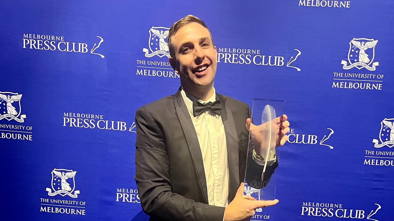 Herald Sun sports journalist Sam Lansberger was killed when he was struck by a truck in a car accident in Melbourne. His death at age 35 rocked the Melbourne sport media landscape. Picture: Julie Tullberg