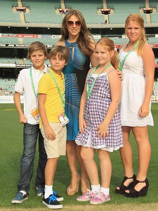 Liz Hurley with her son Damian, and Summer and Brooke in 2011 / Picture: Getty