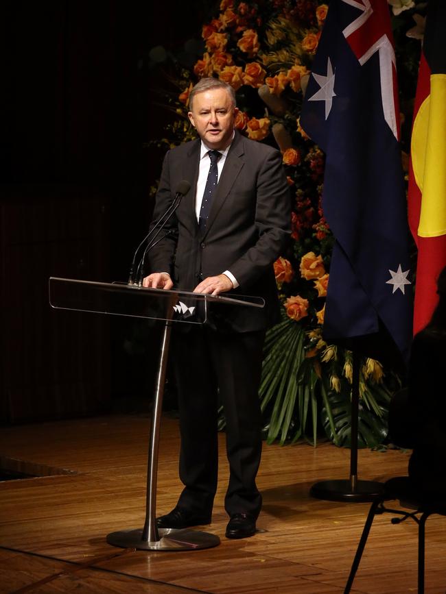 Labour leader Anthony Albanese spoke at the service. Picture: Richard Dobson