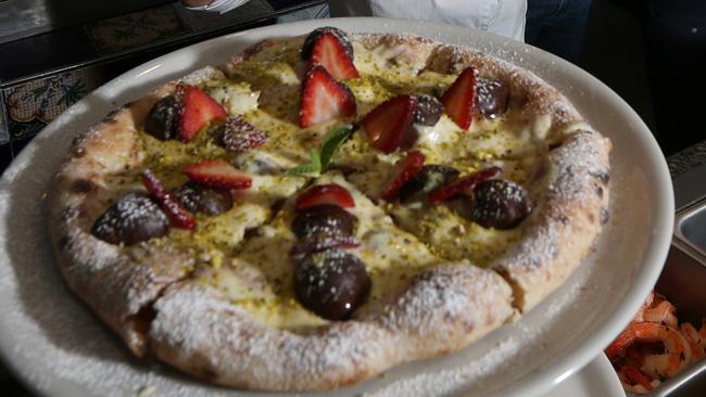 Woodstock’s dessert pizza. Picture : George Salpigtidis