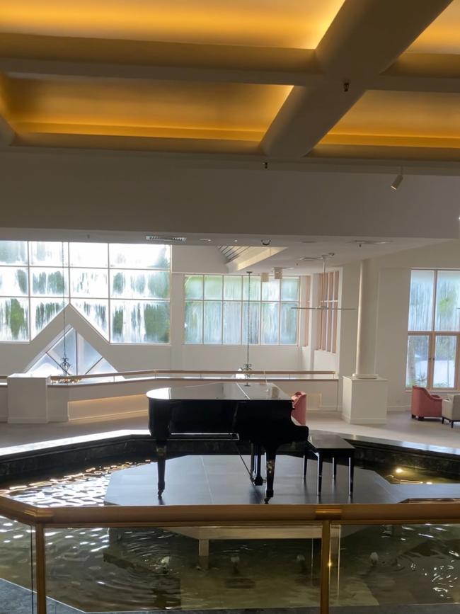 'Floating' piano inside the foyer at Sheraton Grand Mirage Port Douglas. Photo: Catherine Duffy