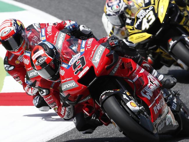 Italy's Danilo Petrucci leads fellow countryman Andrea Dovizioso. Picture: AP