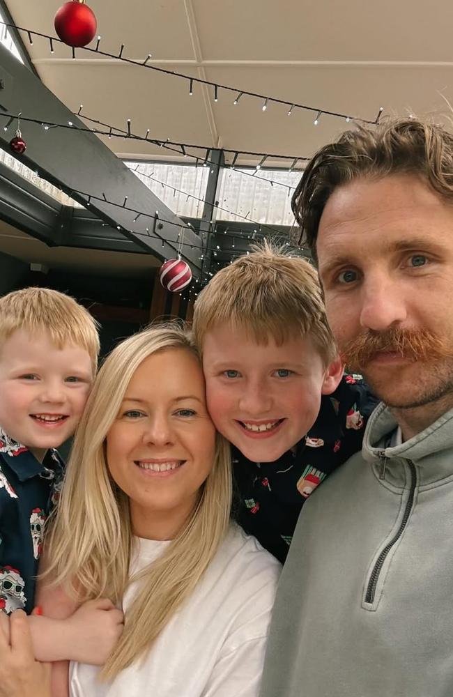 Zach Tuohy with his wife Bec and sons Rafferty (left) and Flynn. Picture: Instagram