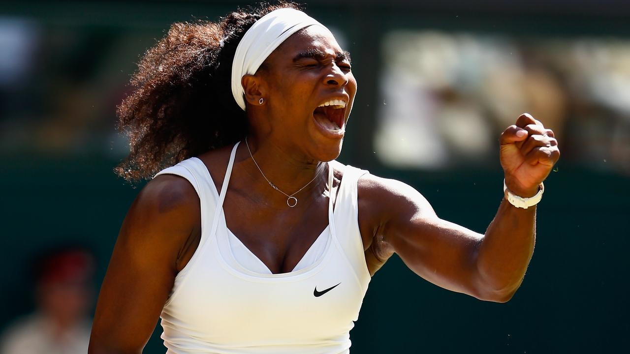 Serena Williams in action against Garbine Muguruza at the 2015 Wimbledon final.
