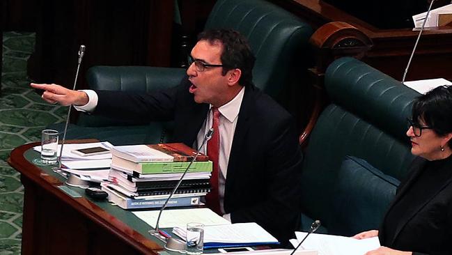 Opposition Leader Stephen Marshall in full flight in Parliament. Picture: Dean Martin