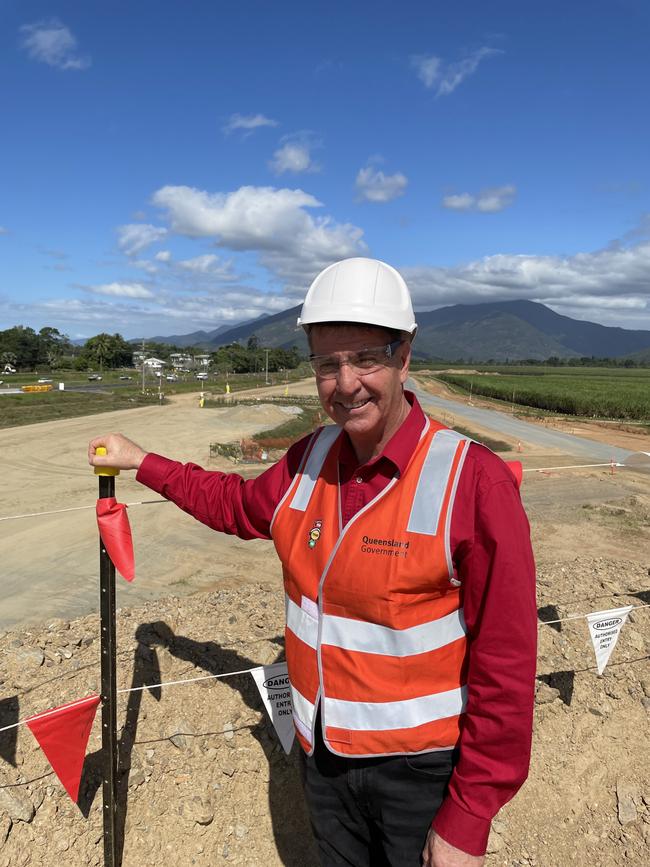 Bruce Saunders with his ‘Assistant regional roads minister’ hat on, inspecting upgrades to the Bruce Highway. Picture: Jack Lawrie.