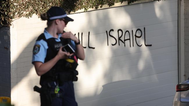 Anti-Semitic graffiti in Woollahra in Sydney’s east. Picture: Rohan Kelly