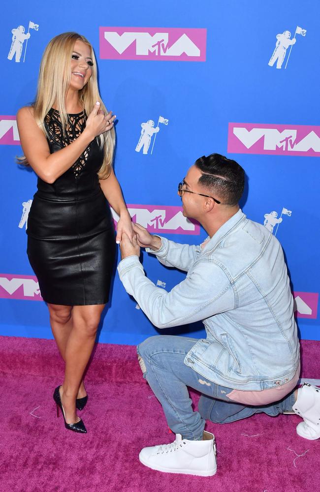 US TV personalities Lauren Pesce and Mike Sorrentino attend the 2018 MTV Video Music Awards at Radio City Music Hall on August 20, 2018 in New York City. Picture: ANGELA WEISS / AFP