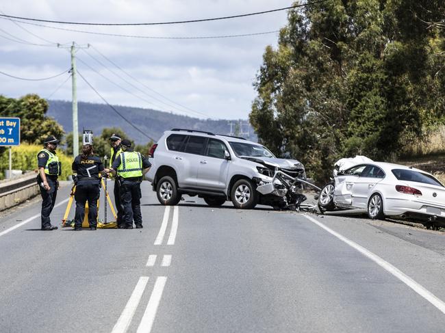 Vehicle crash on the Channel Highway near the North West Bay Golf Course. Photograph Eddie Safarik