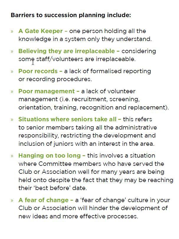 The document by Cricket Australia identified volunteers “hanging on too long” as a barrier to succession.