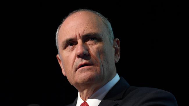 NAB Chairman and former Head of Treasury Dr Ken Henry addresses the Australian Shareholders' Association conference in Sydney, Tuesday, May 22, 2018. (AAP Image/Dan Himbrechts) NO ARCHIVING