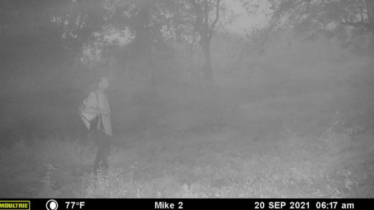 A local said he spotted a man toting a backpack at 6.17am Monday in the town of Baker, Florida. Picture: Facebook/Sam Bass