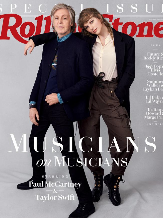 Paul McCartney and Taylor Swift on the cover of Rolling Stone, December 2020. Picture: Mary McCartney