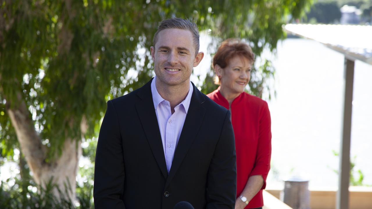 One Nation's candidate for Rockhampton Torin O'Brien when he was revealed to be running in the state election by One Nation leader Pauline Hanson.