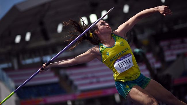 Australia's Mackenzie Little threw two peronal bests at the Commonwealth Games. Picture: Ben Stansall / AFP