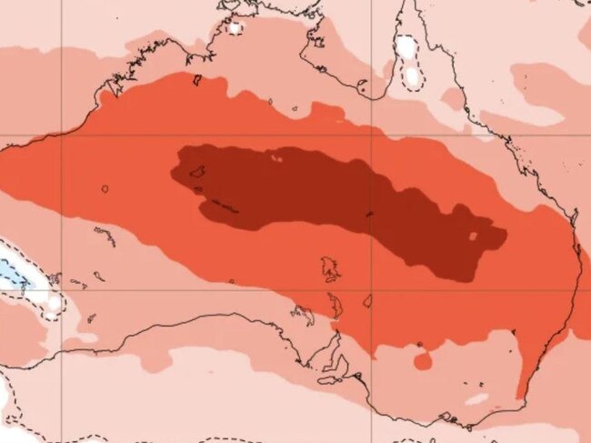 A winter heatwave could see temperatures across parts of Queensland soars towards 40C. Picture: ECMWF