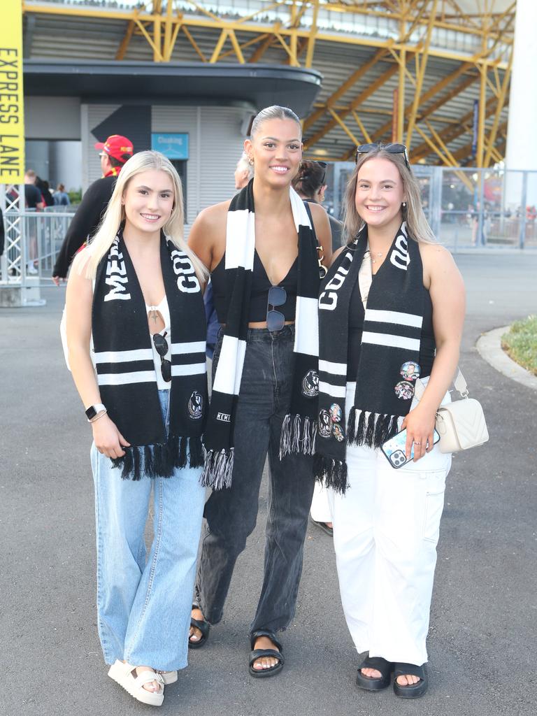 Gold Coast Suns vs. Collingwood. Rhianna Kirwen, Matilda Nihill and Heidi Nihill. 29 June 2024 Carrara Picture by Richard Gosling