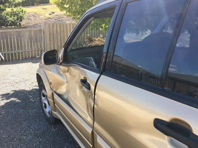 The vehicle of a forest protester was damaged overnight in the Tarkine.