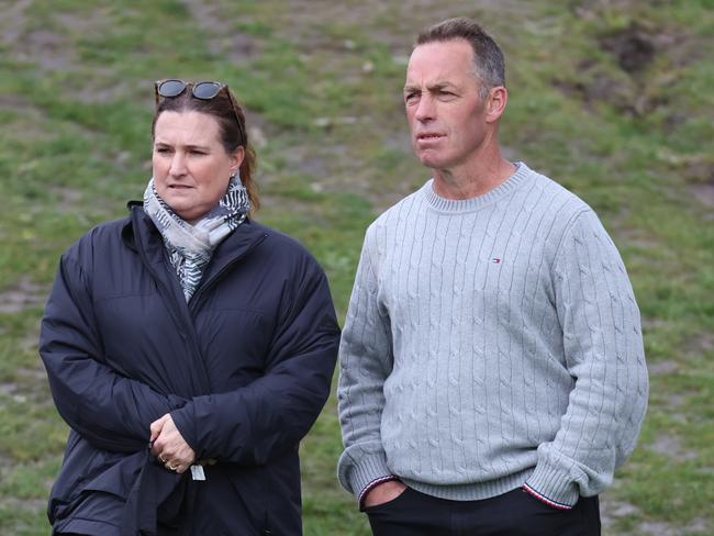 Clarkson and his wife Caryn watch their son play football in 2022. Picture: Brendan Beckett